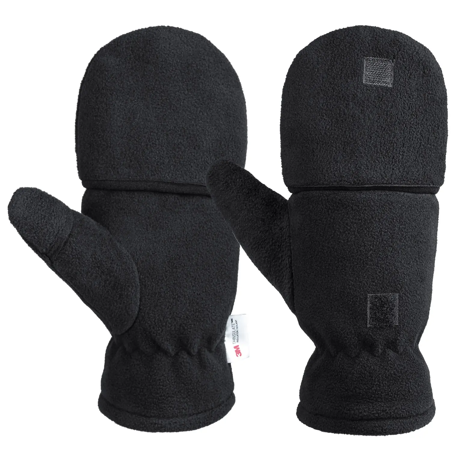 OZERO Winter Gloves Fingerless Convertible Thermal Mittens Windproof Insulated Polar Fleece Warm For Men And Women