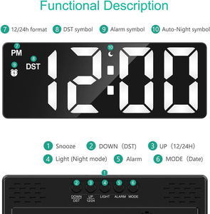 Wholesale Cheap Smart Digital Alarm <b>Clock</b> Large Display <b>LED</b> Mirror <b>LED</b> <b>Clock</b> Surface for Makeup Home Decor Mirror Table <b>Clock</b> - Product Image 3