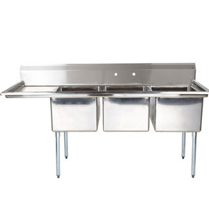 <span class=keywords><strong>SS304</strong></span> Thương Mại Bồn Rửa cho Thương Mại Nhà Bếp Tay WashingThree 3 Ngăn Thiết Kế tản - Product Image 6