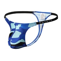 Sous-vêtements Jockstrap pour hommes à imprimé camouflage, avec ceinture à lettres, poche 3D, dos nu, taille basse, extensibles, doux, athlétiques et sexy, vente en gros
