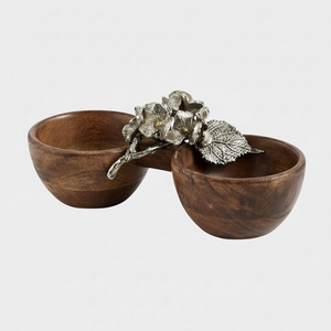 Bol décoratif en bois de manguier de la plus haute qualité avec accent de feuille de métal vaisselle bol de service en bois bol à salade au prix de gros - Product Image 1