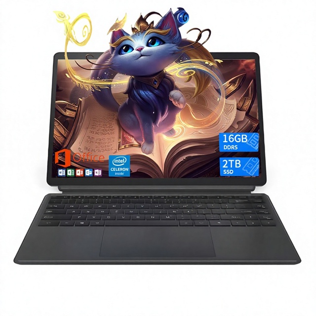 14-inch N100 Touchscreen SSD PC + Pad 2-in-1 Laptop with 16GB RAM and Windows 10/11