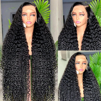 Perruque complète en cheveux humains de 40 pouces, perruque frontale HD en dentelle, perruque sans colle en cheveux indiens bruts, perruque Deep Wave en cheveux humains pré-épilée