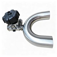 Vanne à diaphragme sanitaire DN25 PN16 en acier inoxydable 316L avec volant de type U et raccord stérile Tri-Clamp pour l'industrie pharmaceutique