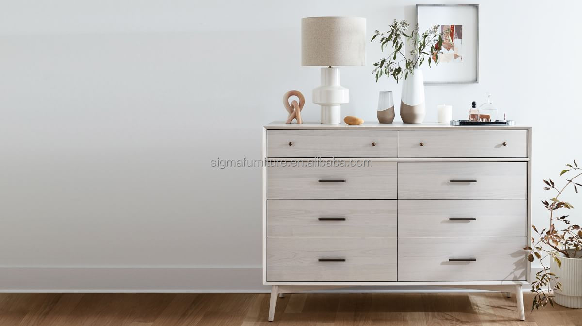 Nordic Style Home Storage Furniture Bedroom Cabinet Mid-Century Design Home House Hotel 8-Drawer Dresser
