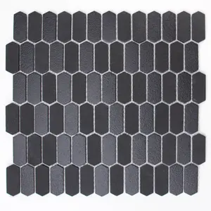 Recycle Glass Black Textured Iridescent Hexagon Glass Mix Color Backsplash Mosaic Tile For Kitchen Wall Decor