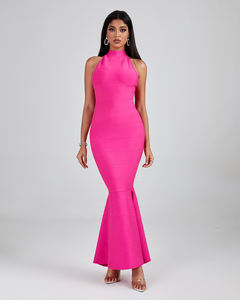 Ocstrade Trending Product Elegante vestido informal Halter Sin espalda Sin mangas Sólido <span class=keywords><strong>Maxi</strong></span> Sirena Para Mujeres Vestido de vendaje - Product Image 1