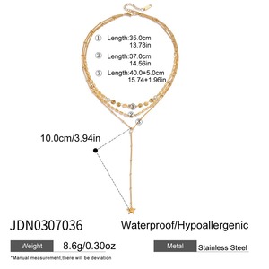 Conjunto de Collar en <span class=keywords><strong>Y</strong></span> con Cadena de Eslabones de Acero Inoxidable Chapado en Oro de 18k, Diseño de Corazón, Joyería en Capas para Uso Diario - Product Image 6