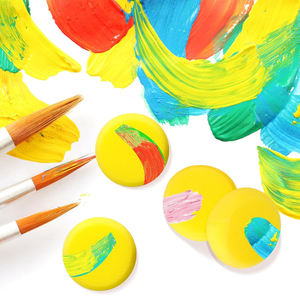 Encerado de coche, zapatos de pintura para niños, esponja de limpieza redonda amarilla, colores personalizados, arte artesanal, esponja para platos de cocina limpios - Product Image 2