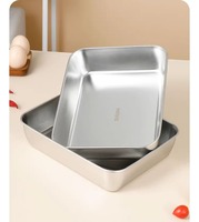 Plateau de préparation alimentaire carré épaissi en acier inoxydable avec couvercle, idéal pour pique-nique, barbecue, portionnement, conservation d'échantillons et accompagnement de plats chauds