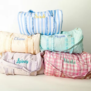 2025 sacs à <span class=keywords><strong>main</strong></span> Duffle monogrammés pour filles haute capacité couleurs pastel personnalisées pour des vacances confortables - Product Image 1
