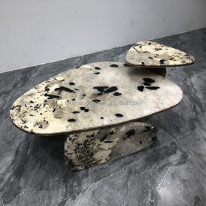 <span class=keywords><strong>Table</strong></span> basse ronde classique de luxe moderne personnalisée avec plateau en acier inoxydable et en marbre pour le mobilier de salon - Product Image 4