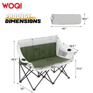 เก้าอี้โซฟาพับได้สำหรับสองคน WOQI ขนาด 57.5 นิ้ว x 39.5 นิ้ว สีเขียวทหาร ผ้า Oxford สำหรับตั้งแคมป์กลางแจ้ง พกพาสะดวก ใช้ได้ทั้งชายหาดและสนามหญ้า - Product Image 1