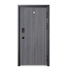 Porta de aço de segurança à prova de balas, porta de entrada de metal exterior para casa, design popular, proteção aprimorada