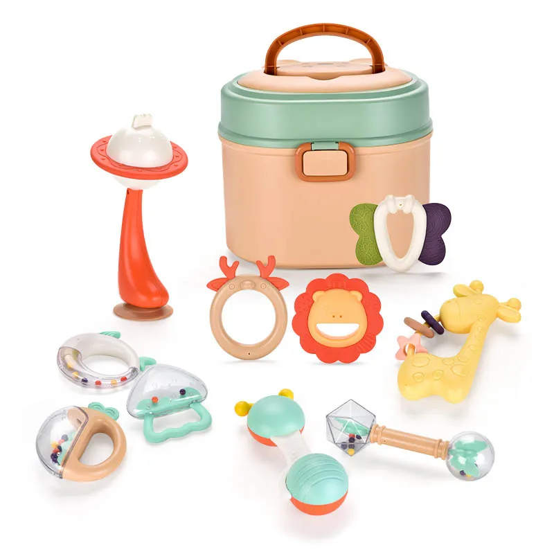 Wholesale baby rattle gift set for inftant baby teether rattle silicone for nweborn baby