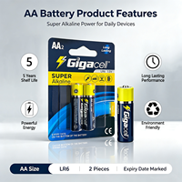 Pila Seca GigaCell 1.5V Súper Alcalina LR6 Tamaño AA en Blíster, Marcas de Pilas OEM, Juguetes Educativos