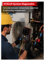 UNI-T UT336E KIT Manifold numérique + Pompe à vide de précision Gamme : 70 L/min 2,5 CFM pour la maintenance et la réparation de systèmes de réfrigération