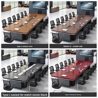 HYZ-241X Table de conférence longue, bureau de travail, chaise de bureau, combinaison bambou, 26 places, grande formation, moderne, commercial
