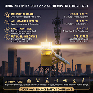 Luz de Advertencia de Vuelo Resistente a la Intemperie, Alimentada por Energía Solar, 360° Viga Horizontal para Instalación de Puentes en Carreteras a Largo Plazo - Product Image 4