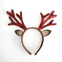 Yeni tasarım çocuk noel geyik yanıp sönen boynuzları kafa bandı dekorasyon parti festivali için