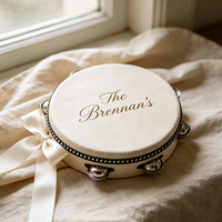 Wholesale Wooden Wedding Tambourine Tamburelli Matrimonio 4 Inch Hand Drums for Gift Regalo Invitados Boda Custom Logo