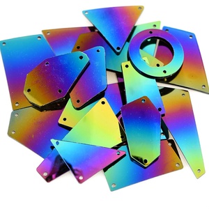 Nouveaux strass fantaisie arc-en-ciel à coudre avec trous Oleeya, en acrylique à dos plat, finition miroir, pour couture DIY - Product Image 2