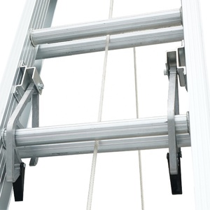 Cheap Price but High Standard U Shape Rail D Type <strong>Rung</strong> Aluminium Telescopic Extendable <strong>Ladder</strong> with Rope Pulley and Safety <strong>Lock</strong> - Product Image 5