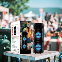 Mini 80W Kotak Speaker Audio Profesional Panggung dengan Lampu LED RGB 3 X 8 Inch Daya Tinggi Karaoke Nirkabel Luar Ruangan untuk V5.0