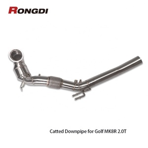 Rongdi High Flow 200 Cell Catted Stainless Steel 304 1.5mm <b>Brushed</b> Exhaust Downpipe for VW Golf MK8R 2.0T Upgrades - Product Image 3