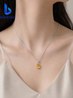 Collier élégant en moissanite jaune poire, argent 925 plaqué or, bijoux fins pour un usage quotidien