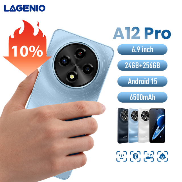 Big Screen Pro LAGENIO A12 Pro 4G Smartphone, 50MP Camera 120Hz Display for Media & Secure Use