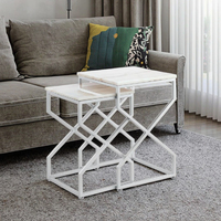 Table basse moderne de luxe carrée en métal argenté avec socle en marbre durable pour salon chambre à coucher hôtel villas appartements