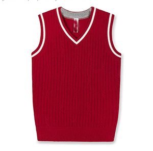 Gilet en tricot bleu marine HBS33 avec garnitures, uniforme scolaire, professionnel ou d'entreprise, sur mesure, tactique - Product Image 3