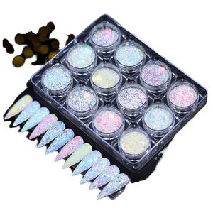 Ensemble de poudre scintillante réfléchissante 8 couleurs Sparkle Diamond Nail Glitter Dust Shiny Sugar Nail Powder Tremping Pigment Loose Nail - Product Image 1