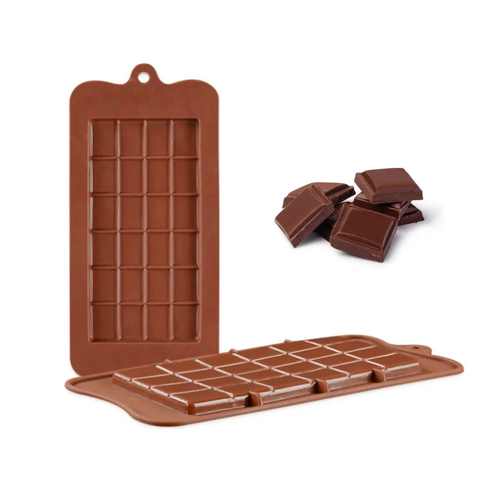 24 Grid Square Chocolate Mold Bar Block Ice Platinum Silicone Cake Candy Sugar-Bake Mould
