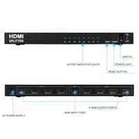 Répartiteur de signal vidéo UHD Xput 1 entrée 8 sorties, dispositif de distribution 1x8 à 8 voies, prend en charge 4K 30Hz 1080P, effet visuel 3D pour AV général