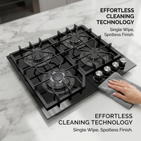 Table de cuisson à gaz encastrable 4 brûleurs haute efficacité énergétique OEM/ODM avec surface en verre 60CM pour usage domestique (GPL)