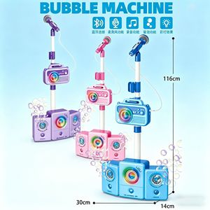 เครื่องทำฟองสบู่สำหรับเด็ก พร้อมไฟบลูทูธ ไมโครโฟนคาราโอเกะ เล่นได้ทั้งในบ้านและนอกบ้าน สำหรับเด็กอายุ 5-7 ปี ของเล่นพลาสติกสำหรับเด็กทั้งชายและหญิง - Product Image 5