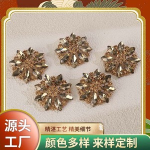 Champagne Gold Rhinestone Flower Brooch Alloy Clothing Accessories Durable Fashion Jewelry For <b>Suit</b> And Apparel <b>Buttons</b> - Product Image 5