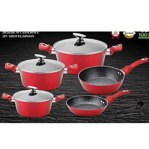 Modern Ceramic Marble Coated Pot Pan Silicone Glass Lids Bakelite Handles Non-Stick Forged Aluminum <b>Cookware</b> <b>Set</b> Gas <b>Induction</b> - Product Image 2