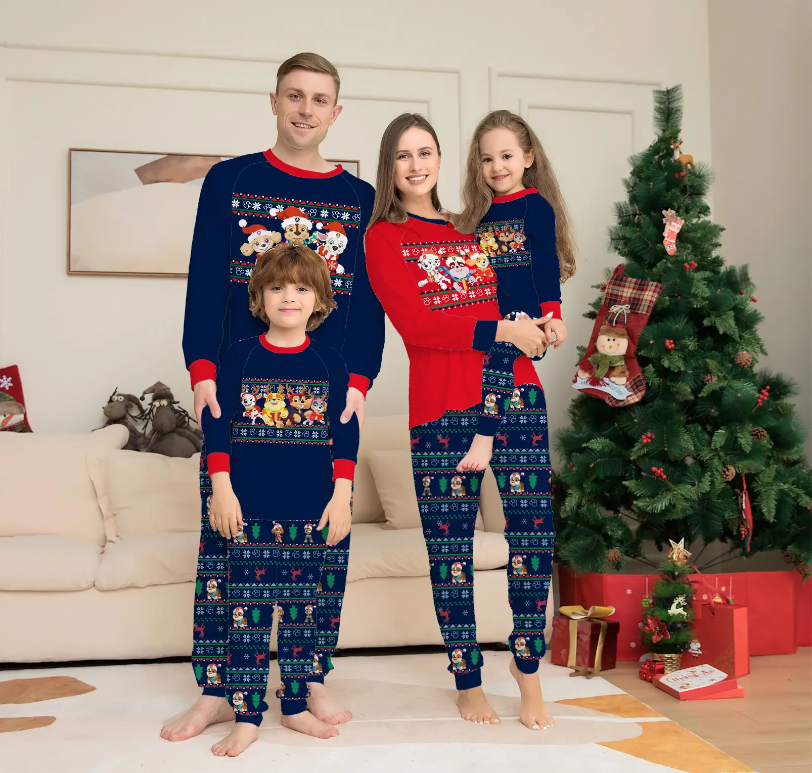 Pyjama de noël imprimé, ensemble assorti pour la famille, tenues maman et moi, haut et pantalon pour bébé, vêtements de nuit pour enfants