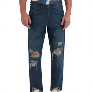 Jean en velours côtelé décontracté pour adulte, coupe droite, taille mi-haute, délavage moyen, respirant, 100 % coton de haute qualité - Product Image 1