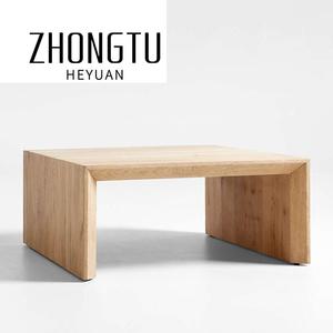 <strong>French</strong> Retro Design Style Living Room Coffee Table Set Modern Nordic Solid Wood <strong>Shelf</strong> Table Natural Oak Wood Square Coffee Table - Product Image 6