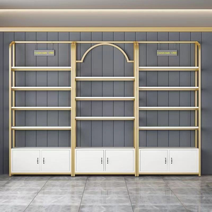 Nouvelle étagère de présentation multi-niveaux pour salon de coiffure, panneau en bois, armoire de rangement pour salon de beauté, étagère de présentation de cosmétiques, étagère de présentation - Product Image 3