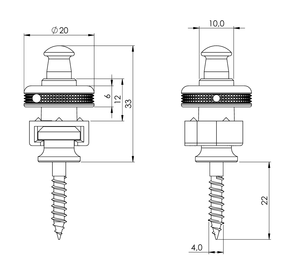 ब्लैक क्रोम गिटार स्ट्रैप लॉक और बटन जोड़ी स्वाइप के साथ बटन जोड़ी - Product Image 5