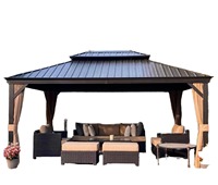 Pergola Bioclimatique Extérieure Imperméable 12x16 avec Toit Rigide en Aluminium pour Jardin