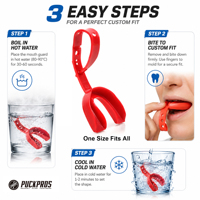 Protège-dents de hockey sur glace PUCKPROS Boil & Bite avec sangle détachable, protège-dents en EVA de qualité alimentaire pour le hockey sur glace, jeunes et adultes