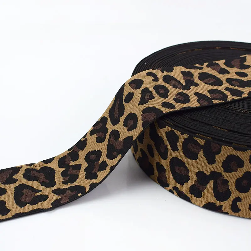 Deepeel KY895 5cm DIY accesorios de prendas de vestir de estiramiento Cinturón estampado leopardo banda elástica para bolsa