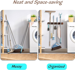 Estante de herramientas de jardín montado en la pared, organizador para <span class=keywords><strong>armario</strong></span>, garaje, lavandería, cocina, decoración, fregona, soporte de escoba de <span class=keywords><strong>madera</strong></span>, colgador - Product Image 3