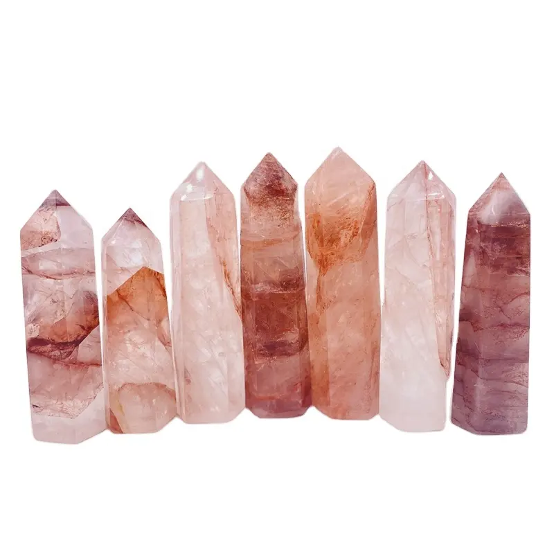 Natural High Quality Healing Crystals Stones Red Hematoid Point Fire Quartz Tower